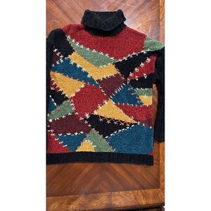 Vintage 1980s Cambridge dry goods Patchwork Turtle Neck Sweater size‎ large
